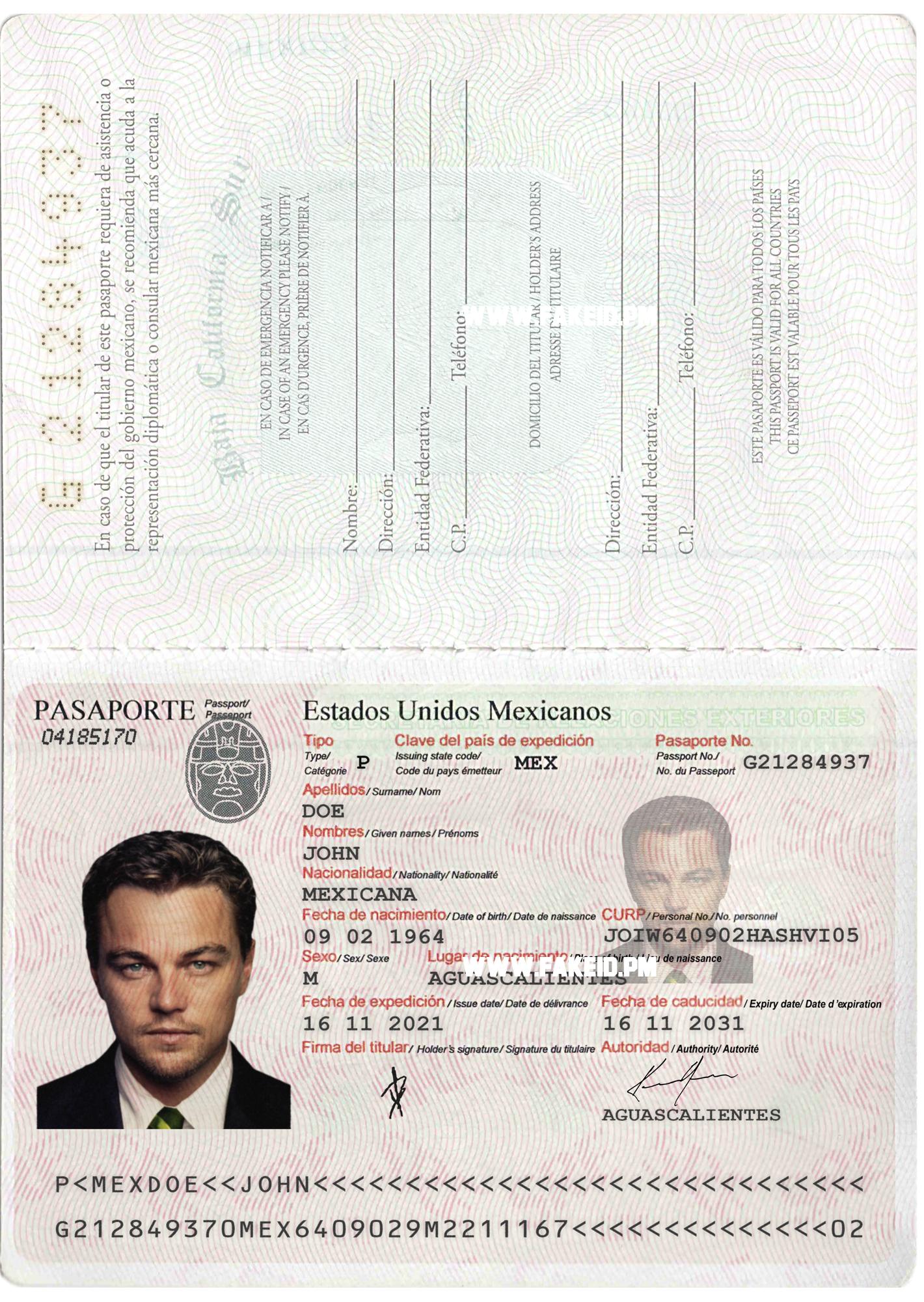 Mexico Fake Passport Fake Id Online Buy Best Fake IDS   Mexico Passport Template 0 Cp 