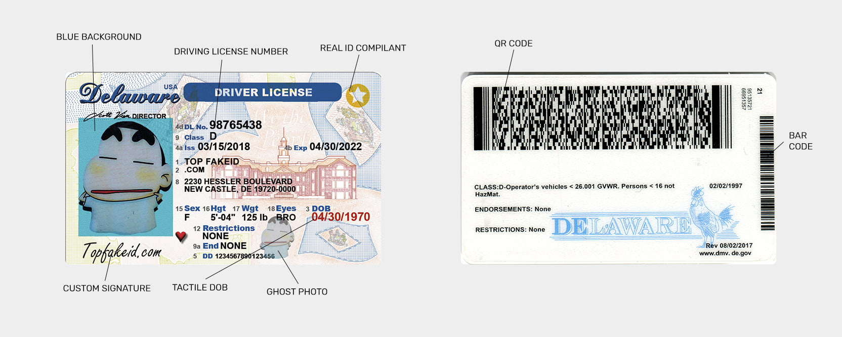 Delaware Scannable Fake Id Front And Back