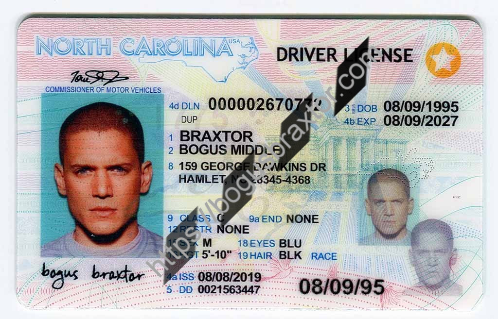 North Carolina Scannable Fake Id Front And Back