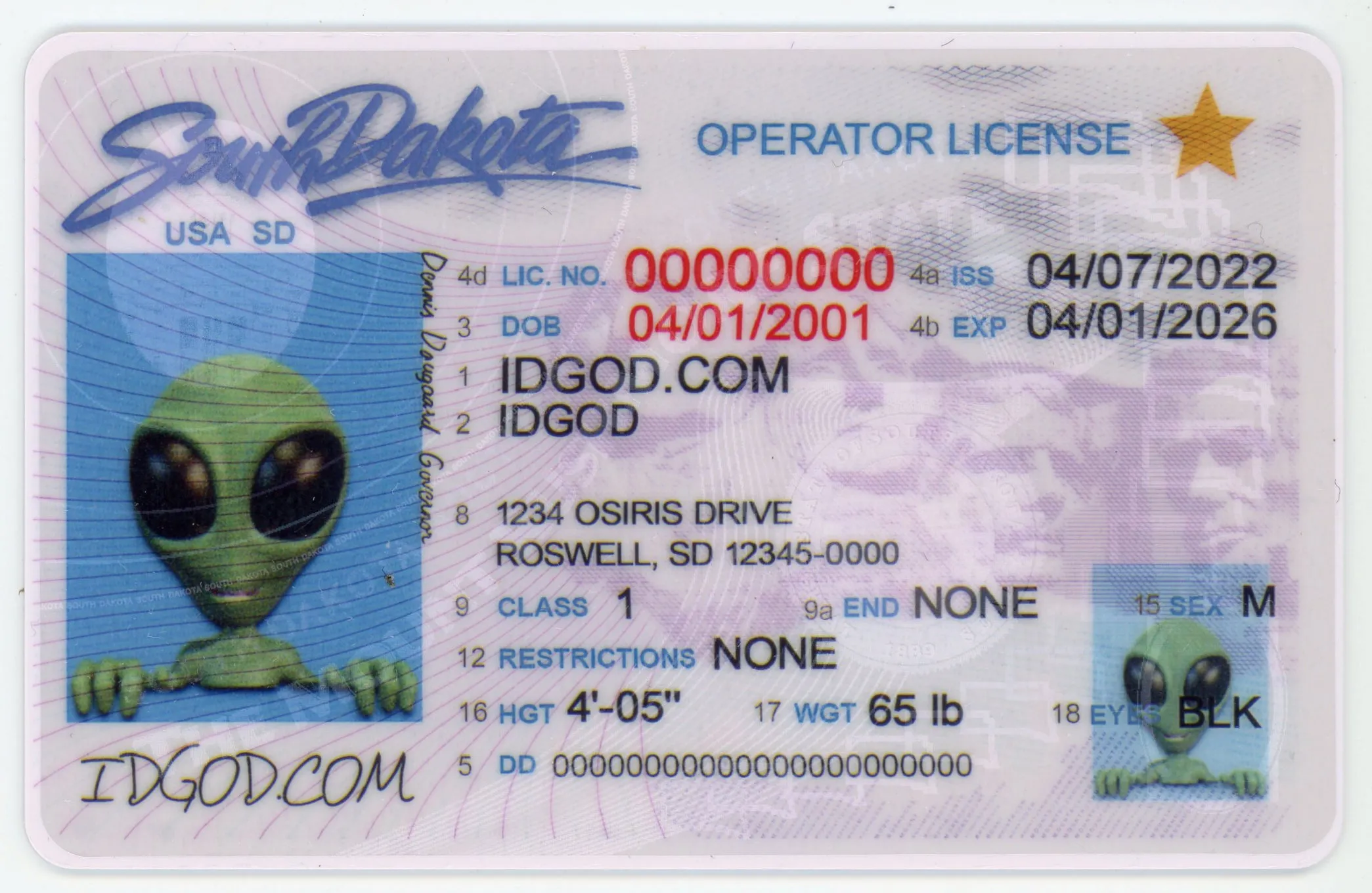 South Dakota Fake Id Front And Back