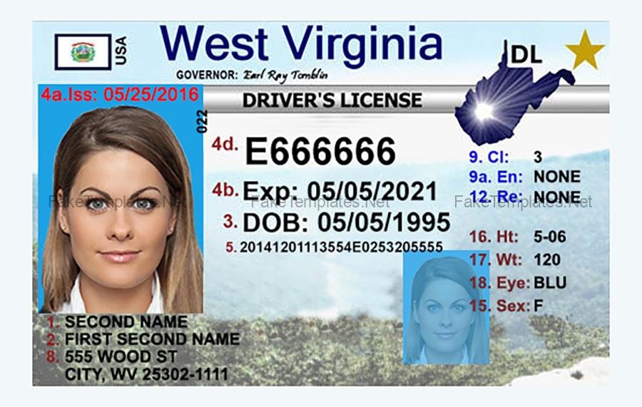 West Virginia Fake Id Templates